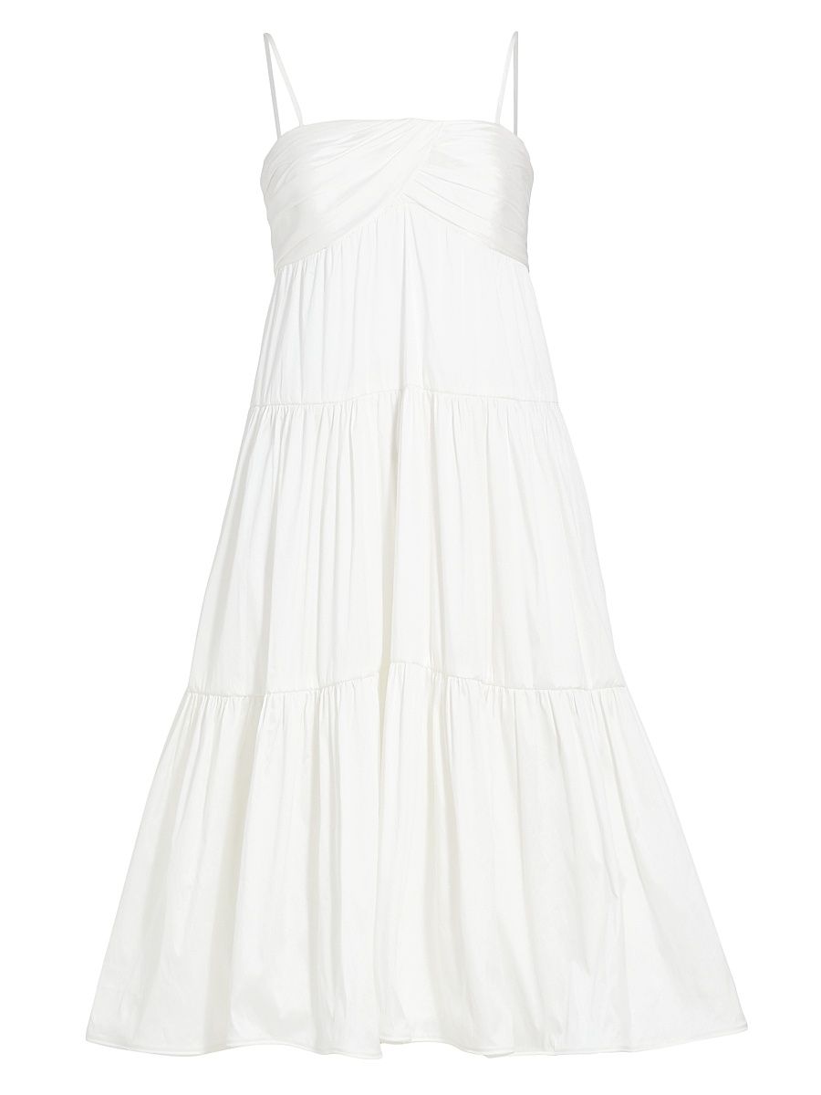 Women's Satin Trapeze Midi-Dress - Ivory - Size 8