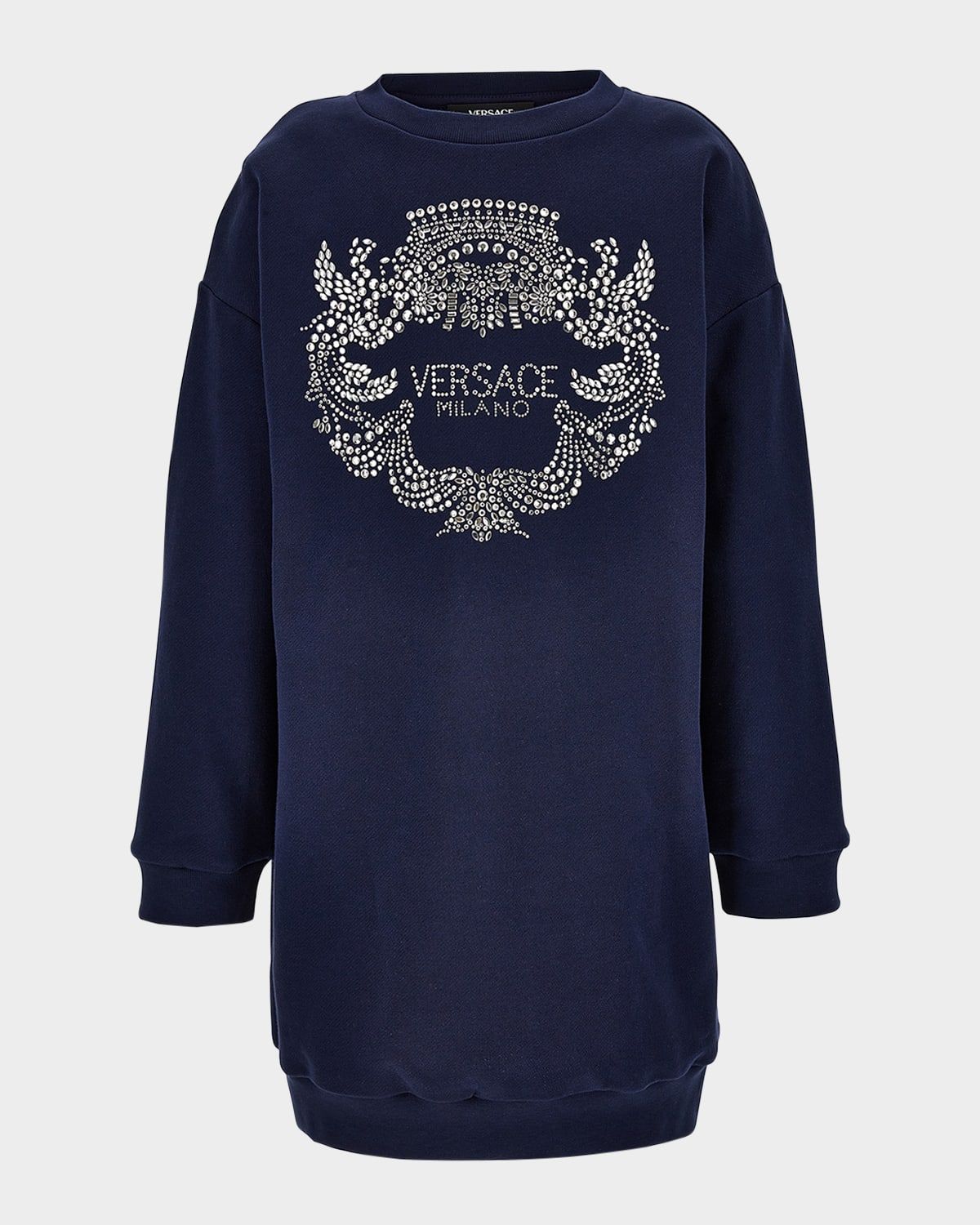 Girl & apos;s Bedazzled Logo-Print Sweatshirt Dress, Size 6-14