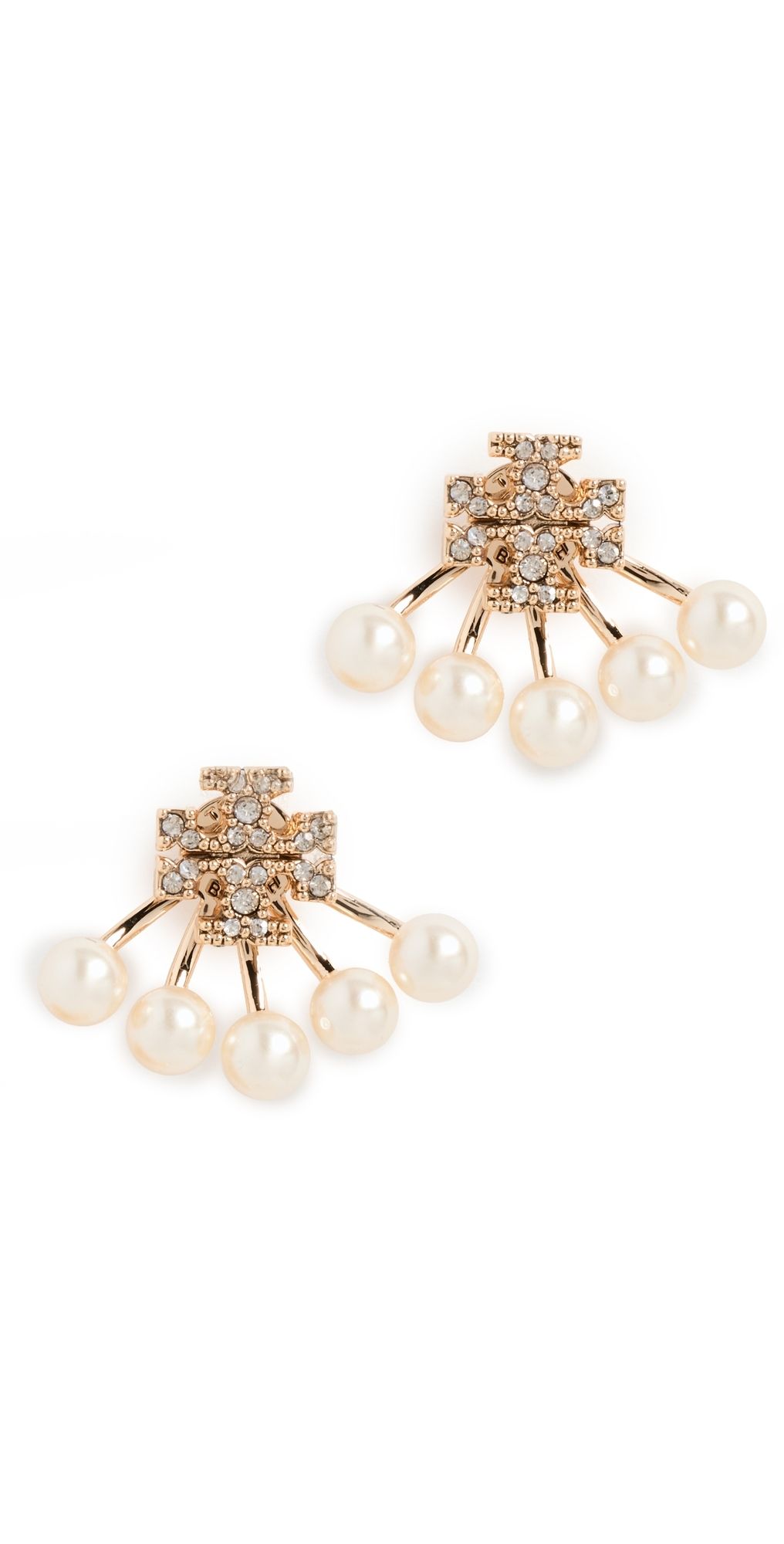 Tory Burch Moondance Pearl Front-Back Earrings Tory Gold/Pearl/Crystal One Size