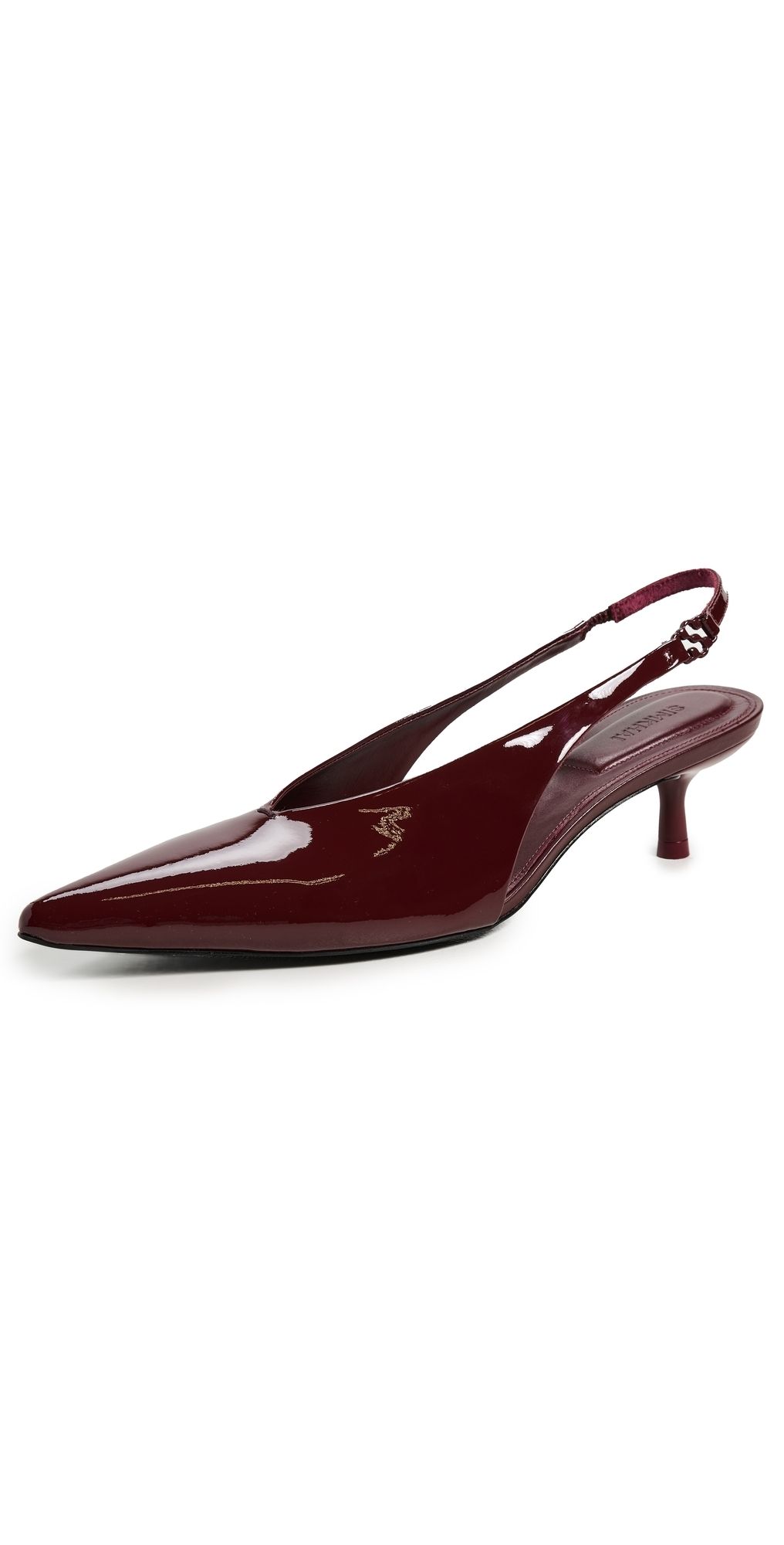 SIMKHAI Sylvie Patent Leather Slingback Kitten Heels Cranberry 36