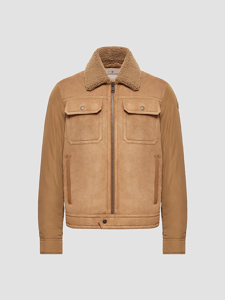 Men's Zerique Puffer Jacket in Suede - Camel - Size XXL