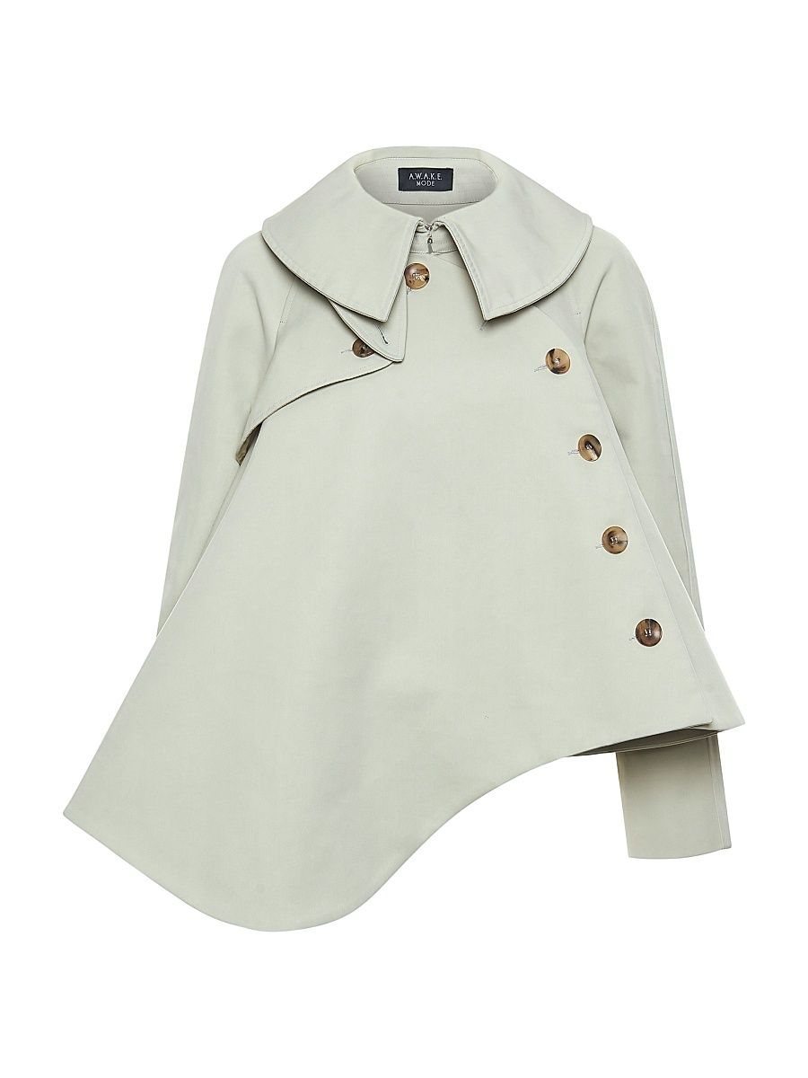 Women's Flared Gaberdine Trench Jacket - Light Khaki - Size Large