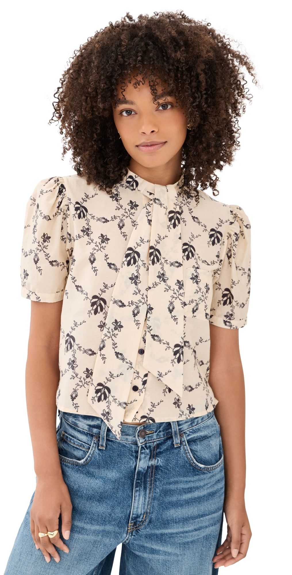 Alix of Bohemia Chance Shadow Lace Shirt Off-White L