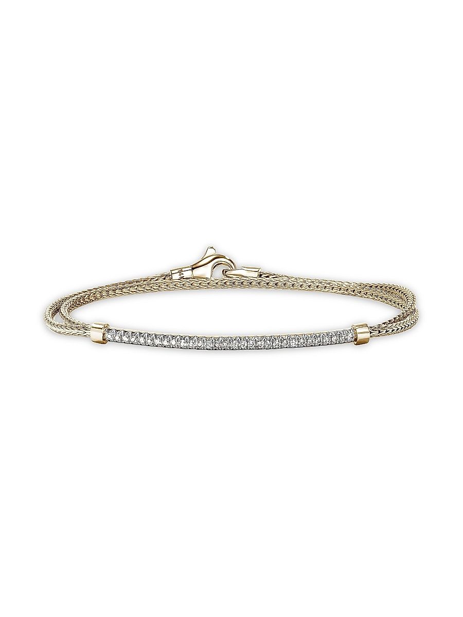 Women's JH Essentials Pavé 14K Yellow Gold & 0.24 TCW Diamond Wrap Bracelet - Gold - Size Small