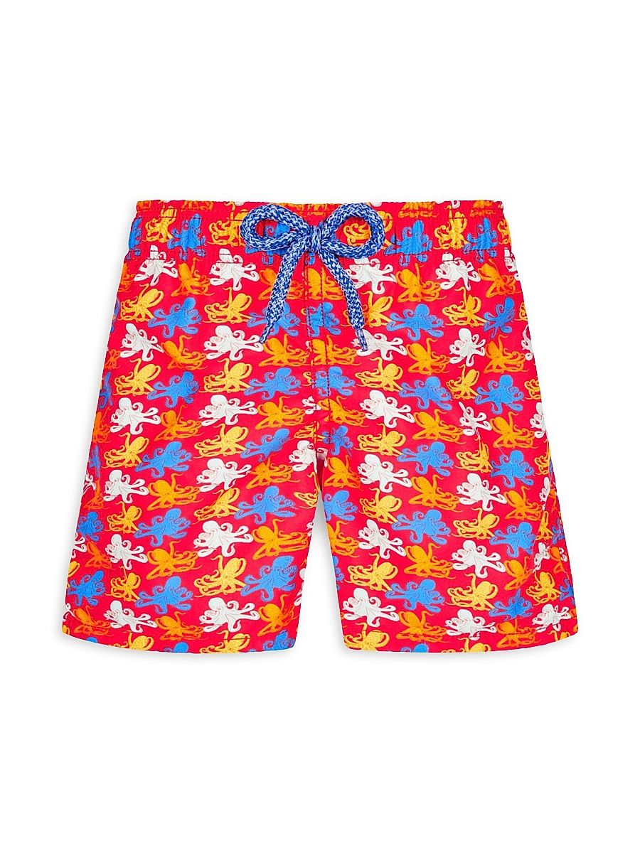 Little Boy's & Boy's Micro Octopus Swim Trunks - Red - Size 10