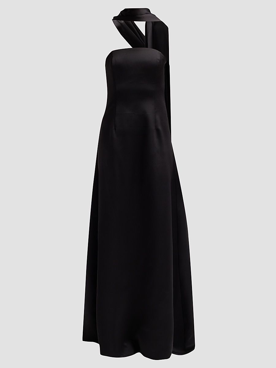 Women's Karma Satin Scarf Gown - Black - Size 10
