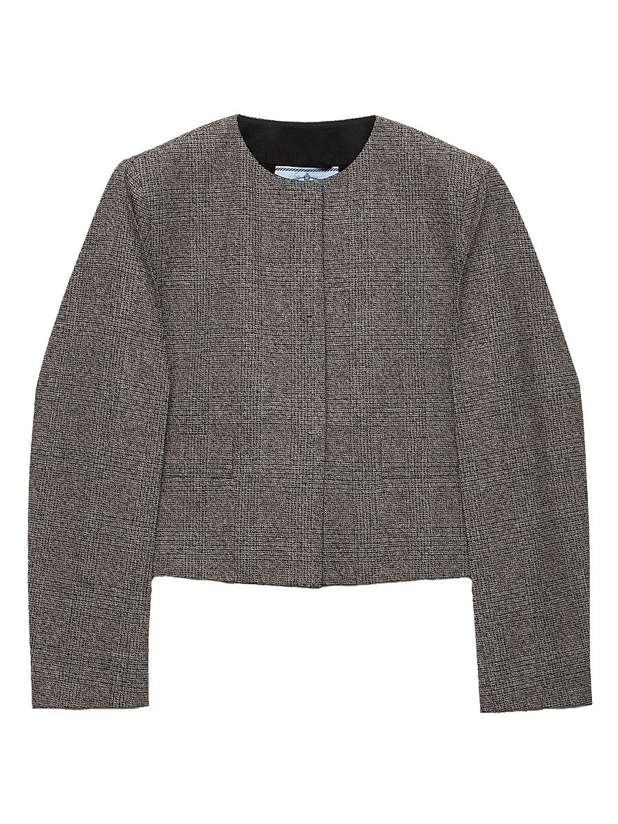 Women's Single-Breasted Princes of Wales Mouliné Jacket - Grey - Size 6