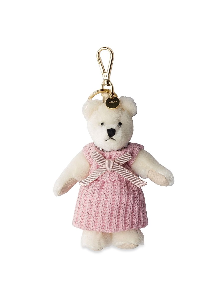 Women's Teddy Bear Keychain Charm - White
