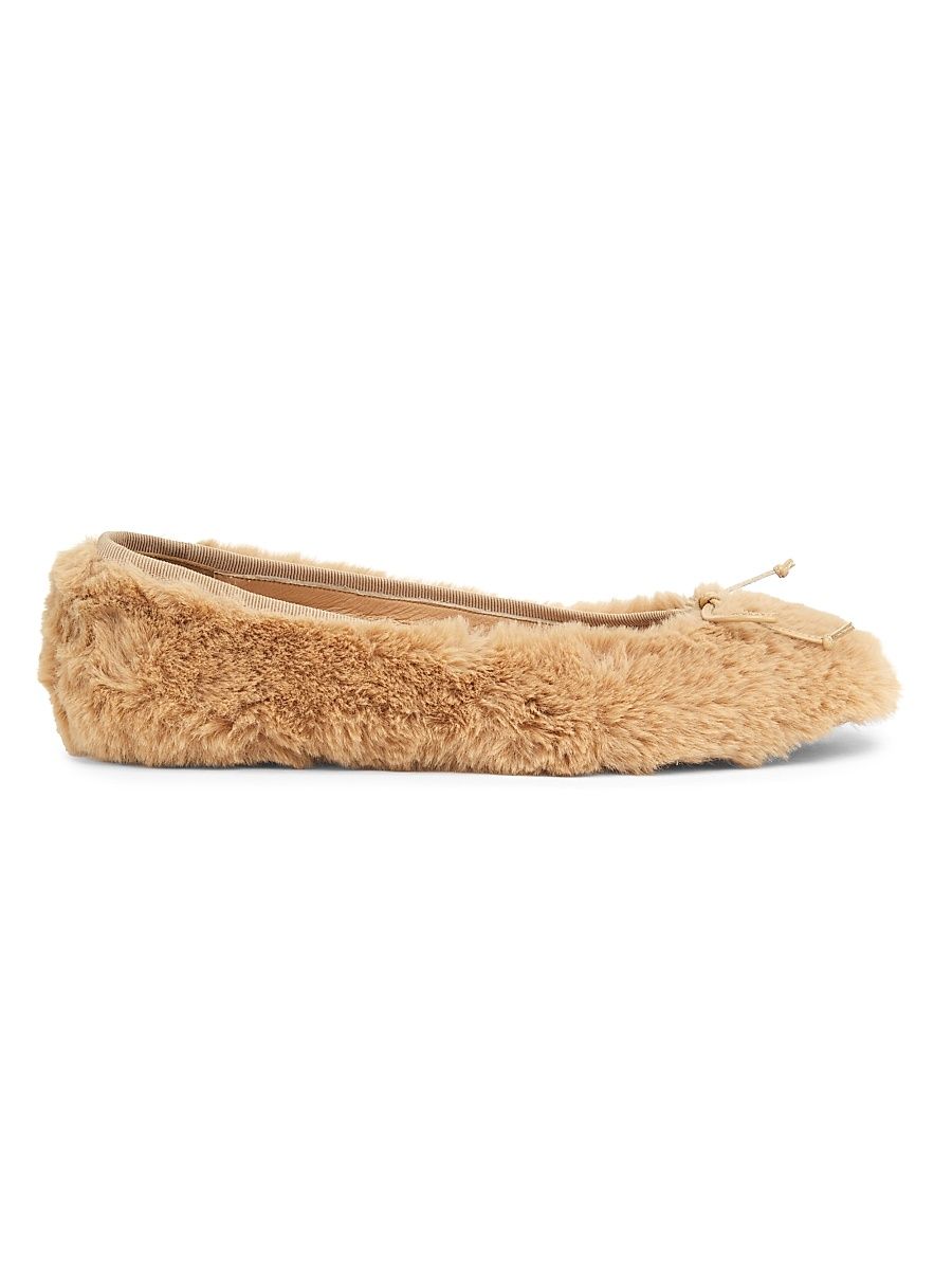 Women's Lou Faux Fur Ballet Flats - Tan - Size 8