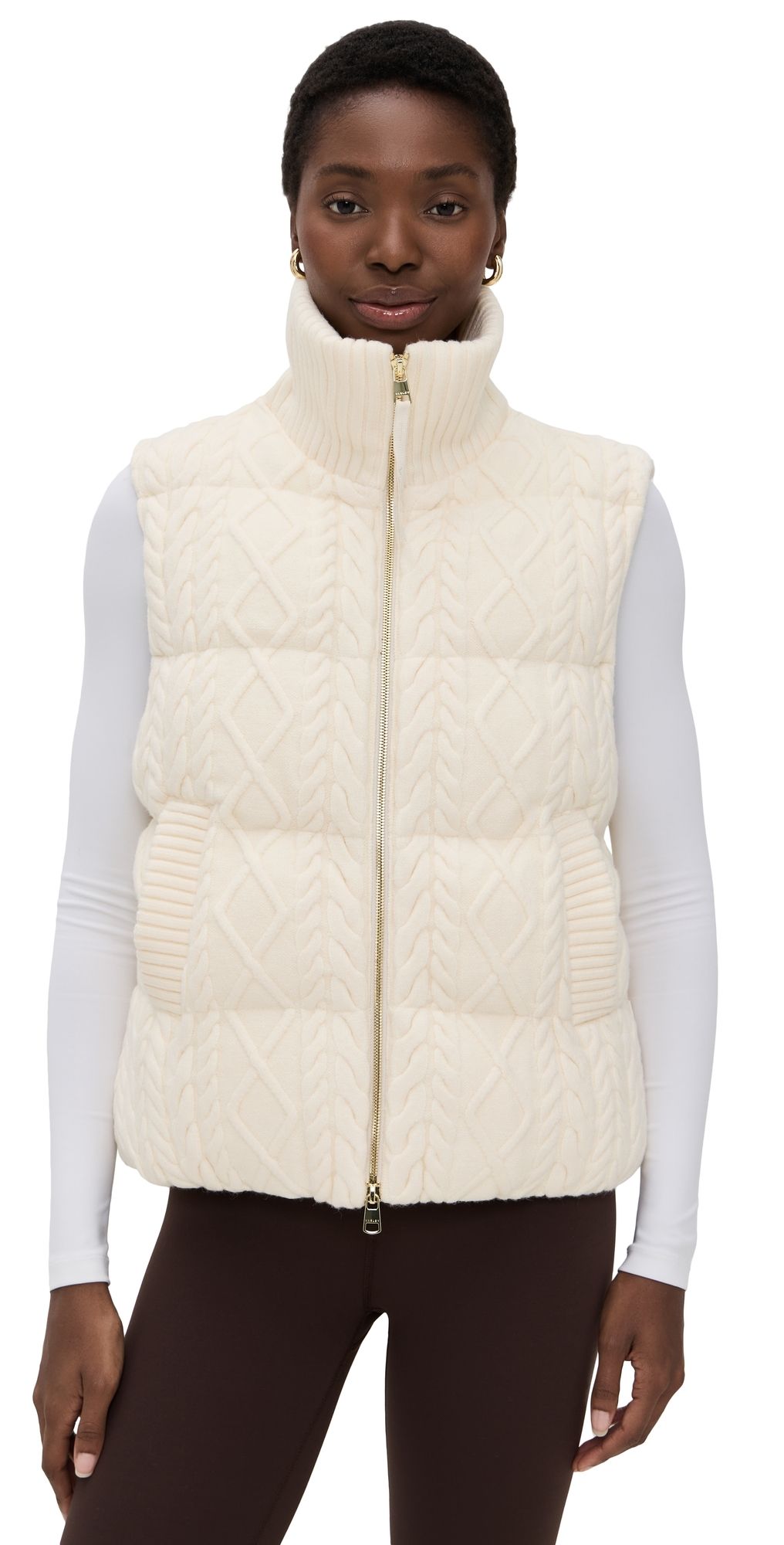 Varley Irina Cable Knit Vest Egret XL