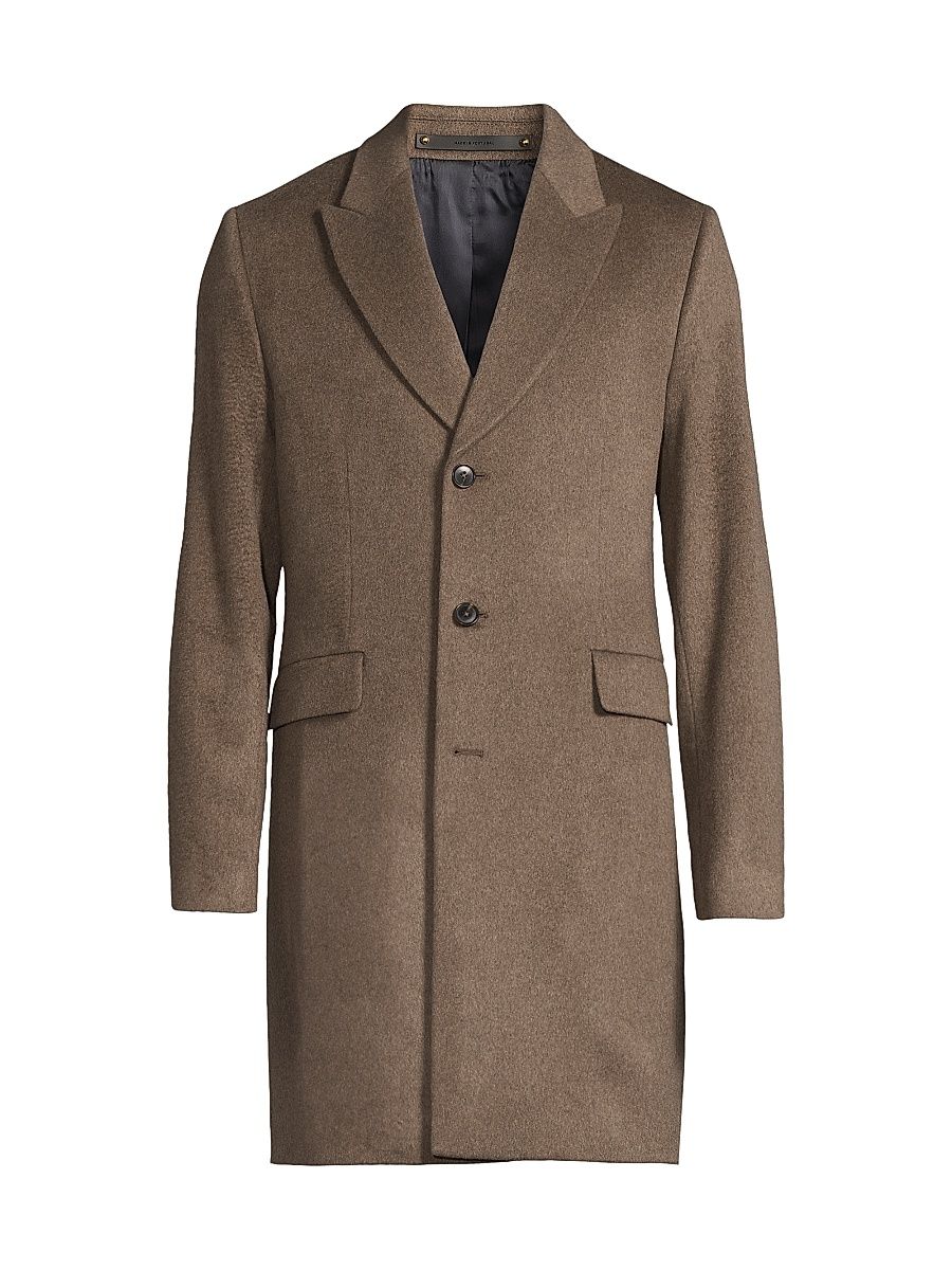 Men's Wool-Cashmere Single-Breasted Overcoat - Taupe - Size 40