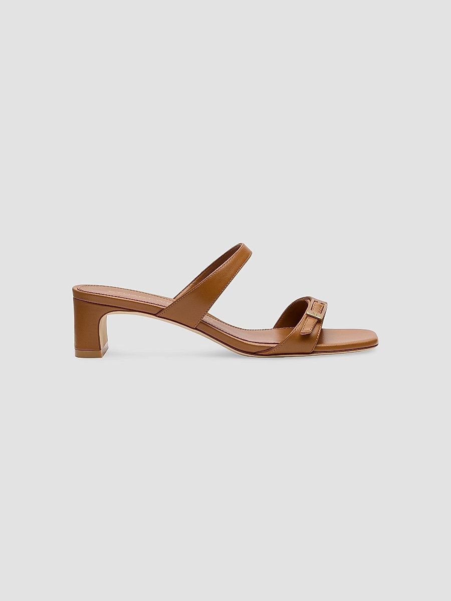 Stuart Weitzman Women's Baby Babette Slide Leather Sandals - Boho Tan - Size 9.5