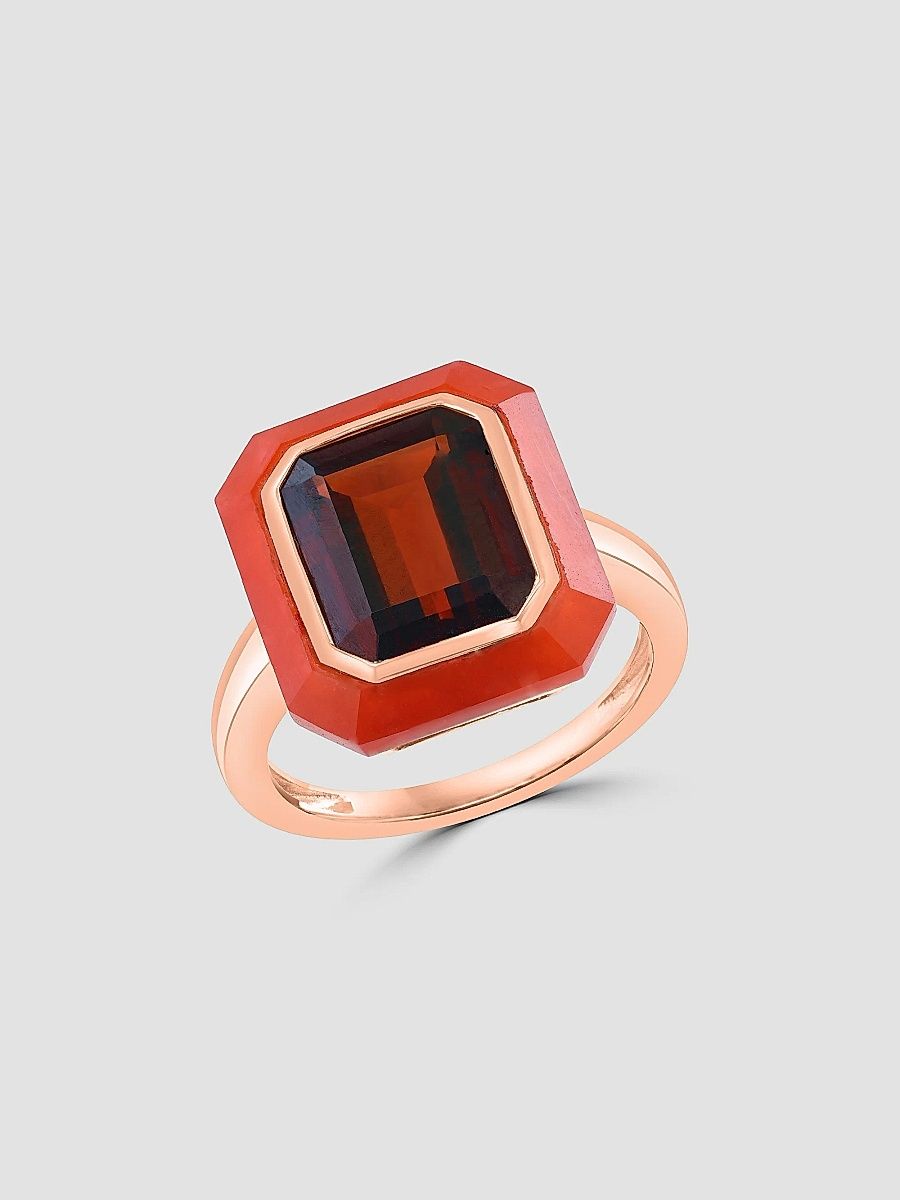 Saks Fifth Avenue Collection Women's 14K Yellow Gold & Gemstone Ring - Red - Size 6.5