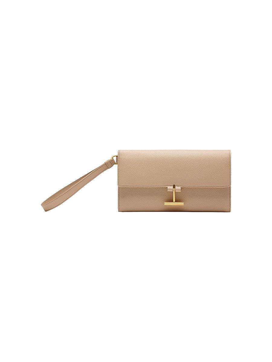 Women's Tara Leather Wristlet - Light Beige