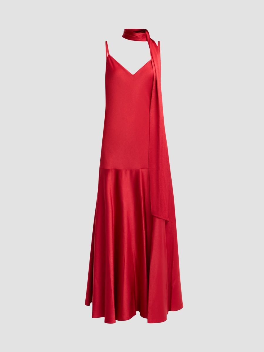 Ungaro Women's Leona V-Neck Scarf Maxi Dress - Crimson - Size XL