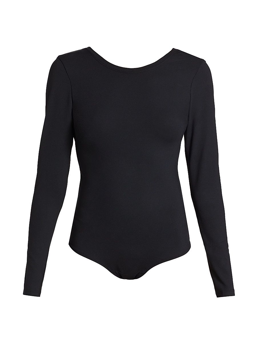 Women's Long Sleeve Scoop Bodysuit - Classic Black - Size 22