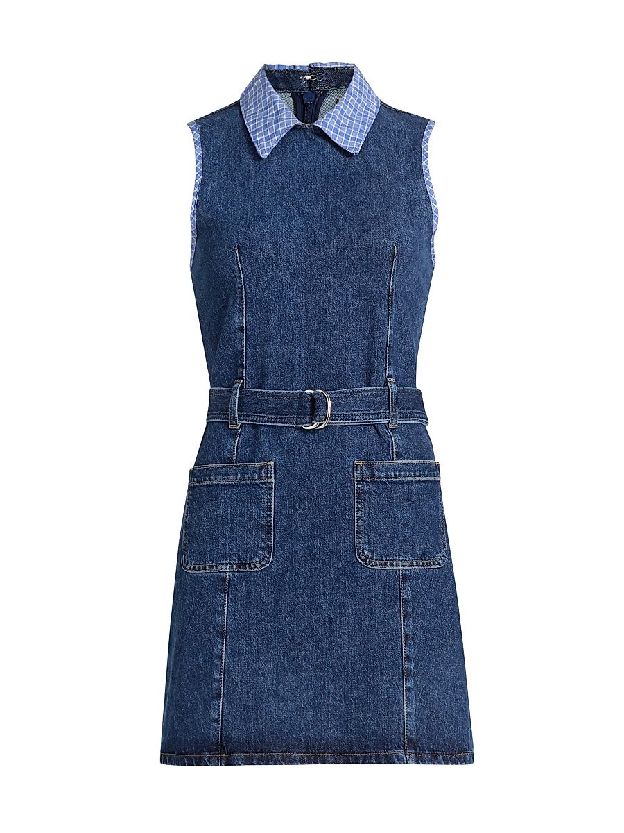 Women's Kyra Belted Denim Minidress - Blue Crush Ultramarine - Size 16