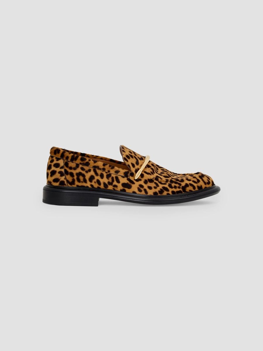 Givenchy Women's Pinch Loafers in Leopard-Effect Pony Leather - Black Beige - Size 10
