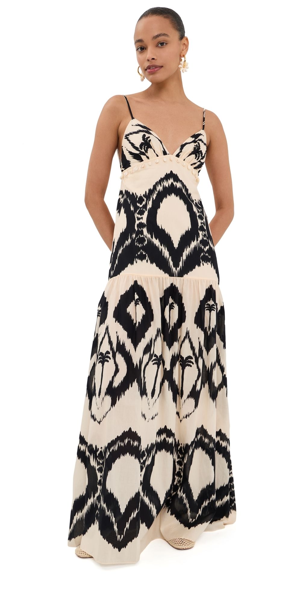 Johanna Ortiz Zea Palm Maxi Dress ECRU / BLACK 2