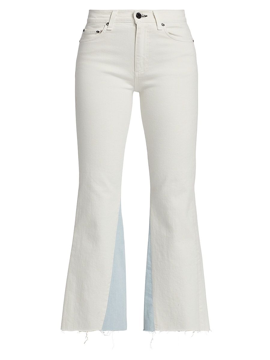 Women's The Geek Two-Tone Cropped Flare Jeans - Ivory - Size 25