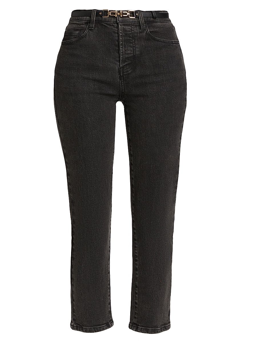 Women's Emmett Belted Crop Jeans - Washed Black - Size 28