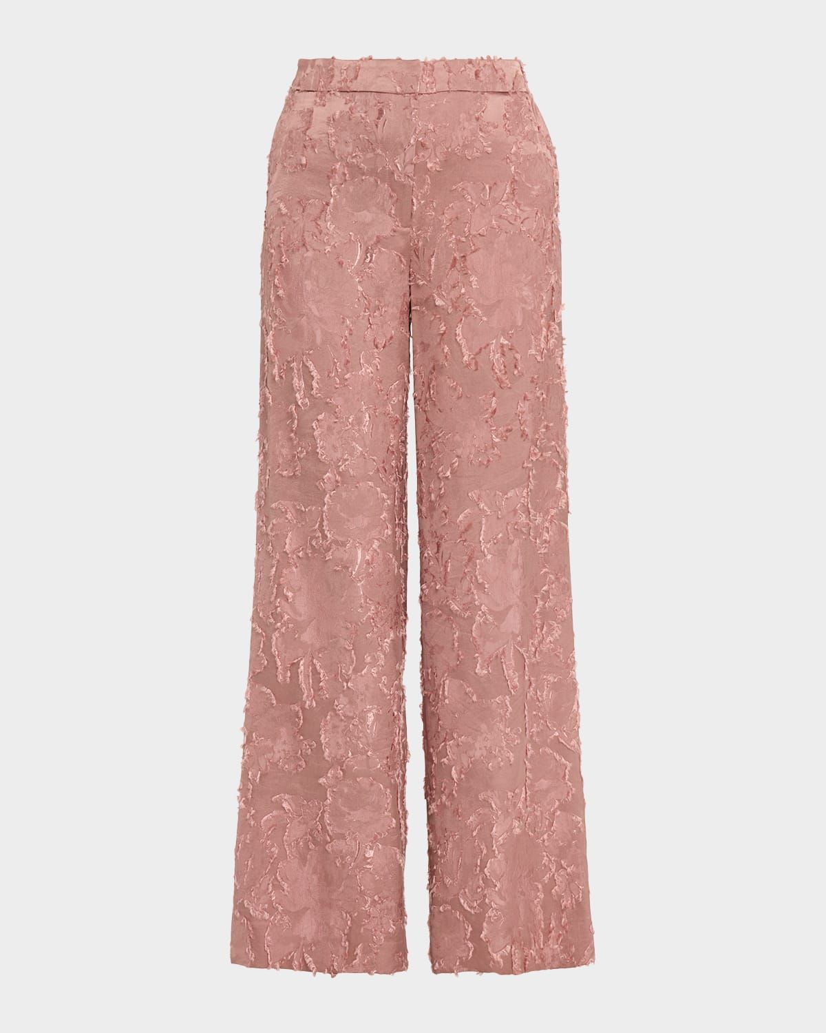Alma Wide-Leg Fringe Jacquard Pants
