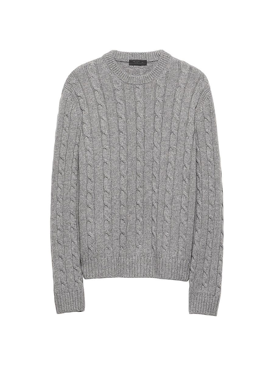Men's Cashmere Crew-Neck Sweater - Grey - Size 44