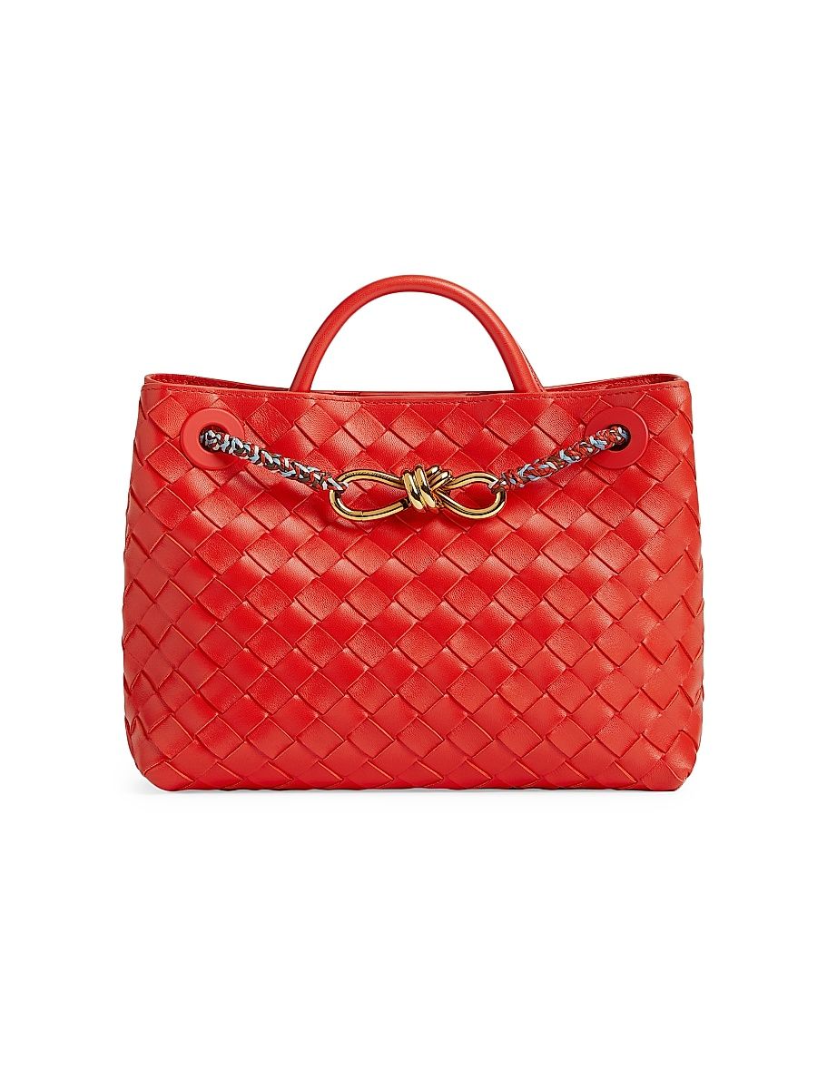 Women's Small Andiamo Intrecciato Leather Top Handle Bag - Cherry