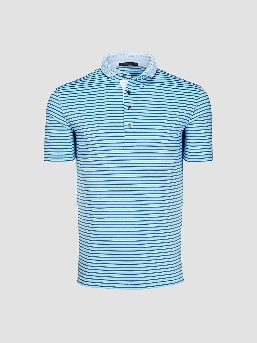 Greyson Men's Macabee Striped Polo Shirt - Wolf Blue Vintage - Size XXL