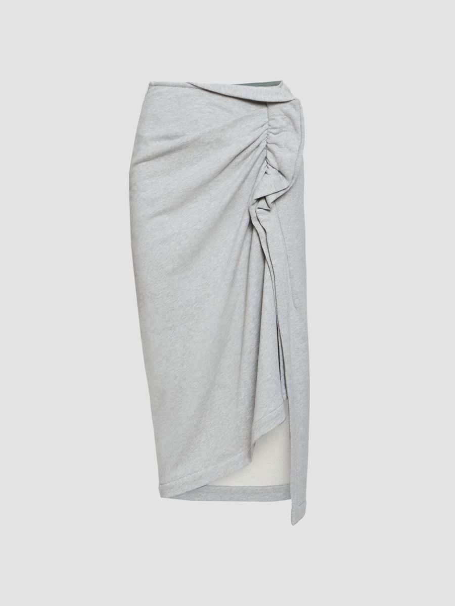 Dries Van Noten Women's Hanam Ruffle Jersey Midi Skirt - Grey Melange - Size 10