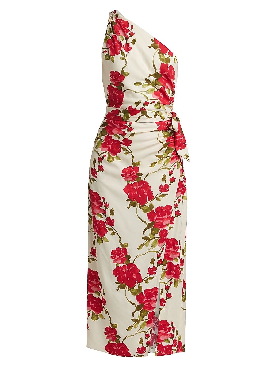 Women's Nanu One-Shoulder Maxi Dress - Campari Watercolor - Size 8