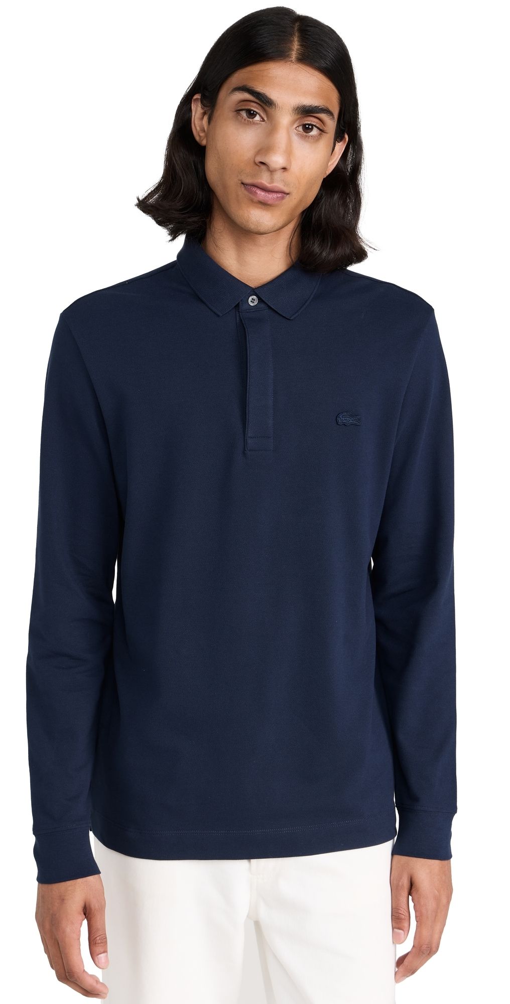 Lacoste Long Sleeve Stretch Cotton Paris Polo Navy Blue XXL