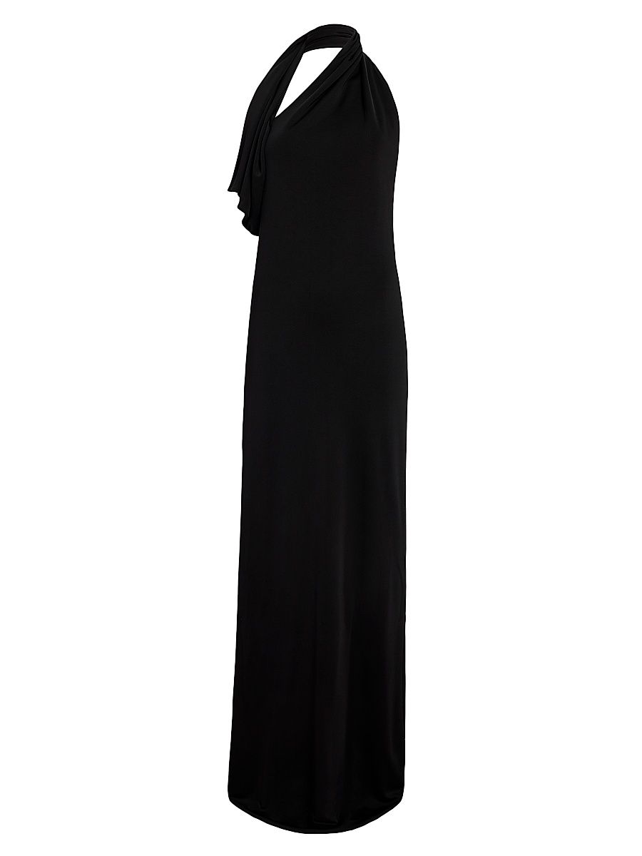 Women's Roza Draped Halter Gown - Black - Size Large