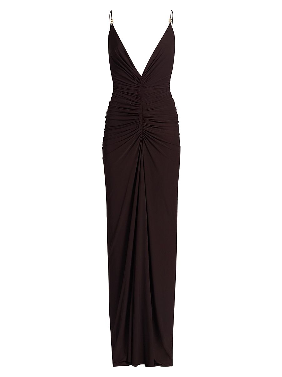 Women's Anya Ruched Maxi Dress - Basalt - Size XL