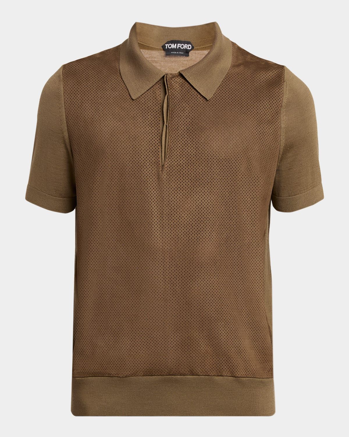 Men & apos;s Perforated Wool Short-Sleeve Shirt