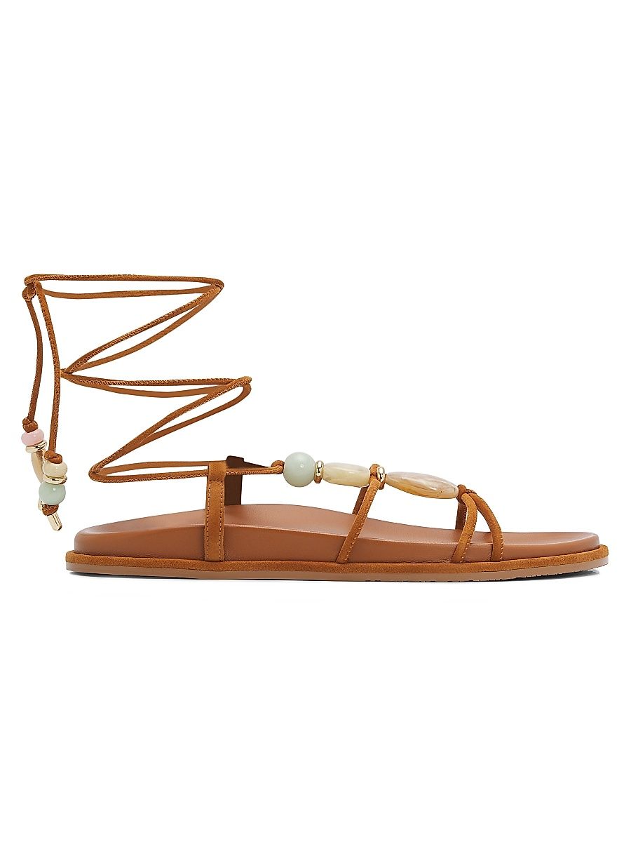 Women's Majorca Beaded Suede Wrap Sandals - Boho Tan - Size 9.5