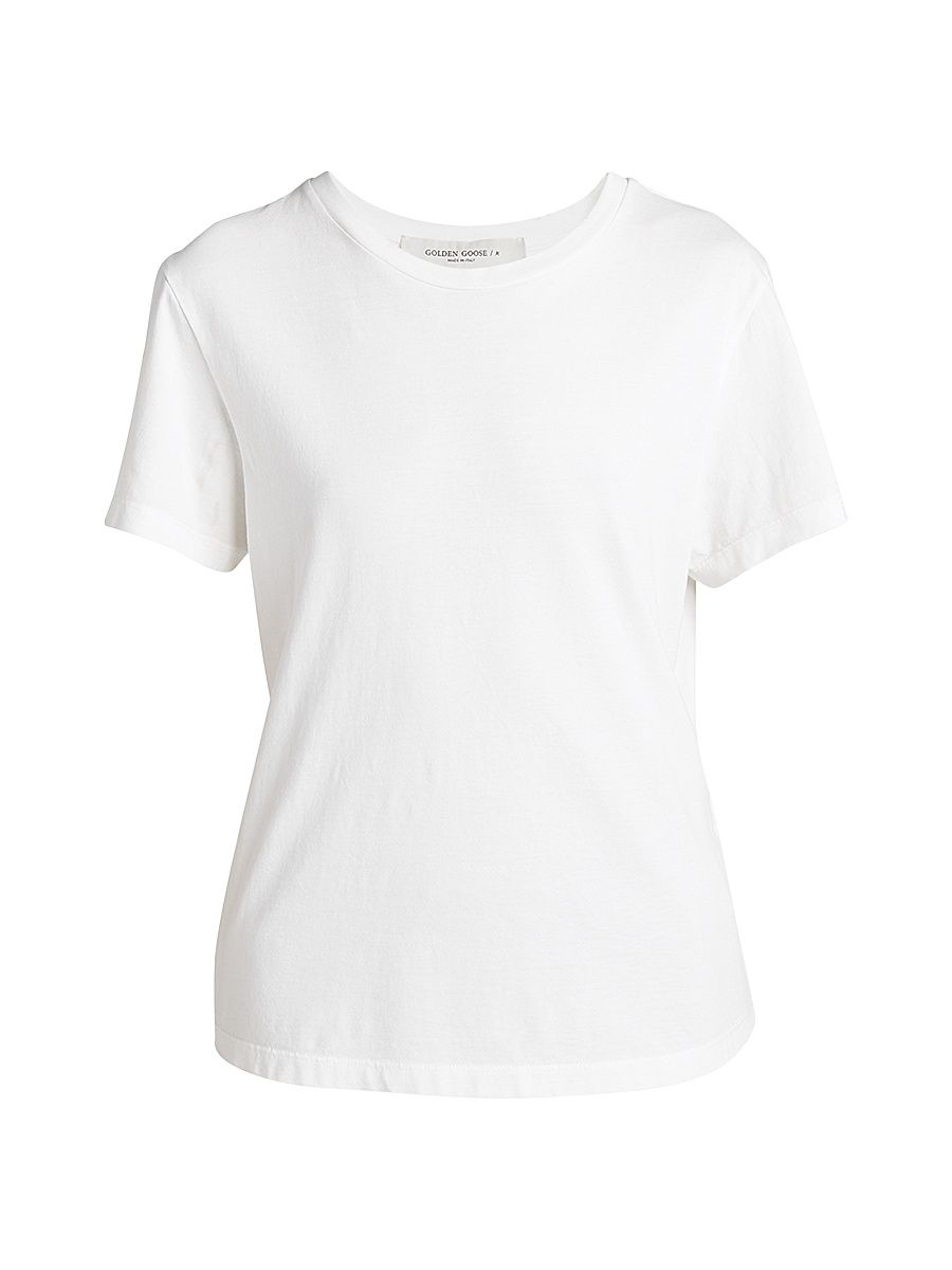 Women's Golden Distressed Cotton T-Shirt - White - Size XXS