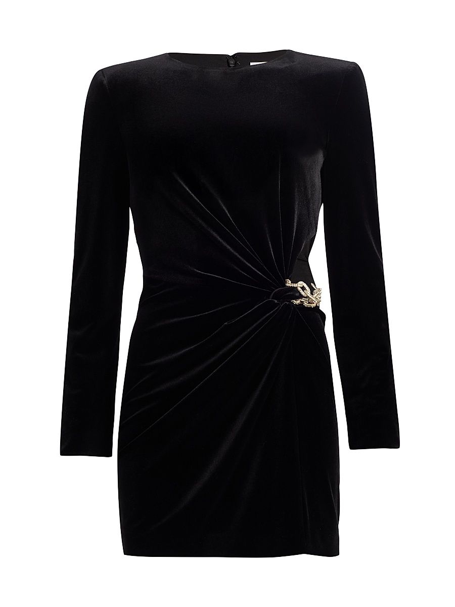 Women's Embellished Cut-Out Velvet Minidress - Black - Size 6