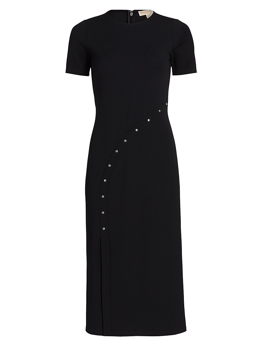 Women's Dome Stud Midi-Dress - Black - Size XL