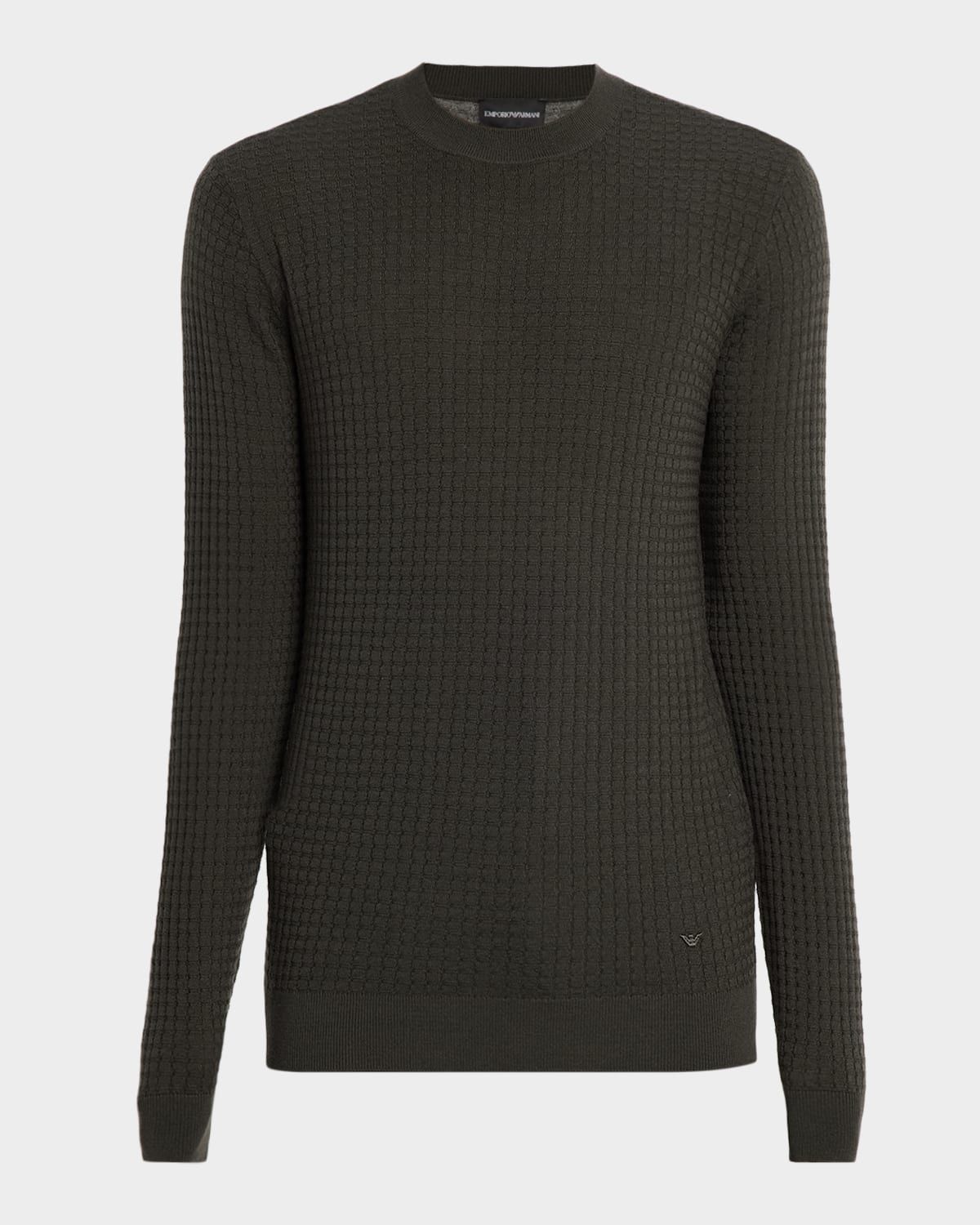 Men & apos;s Square Texture Knit Crewneck Sweater