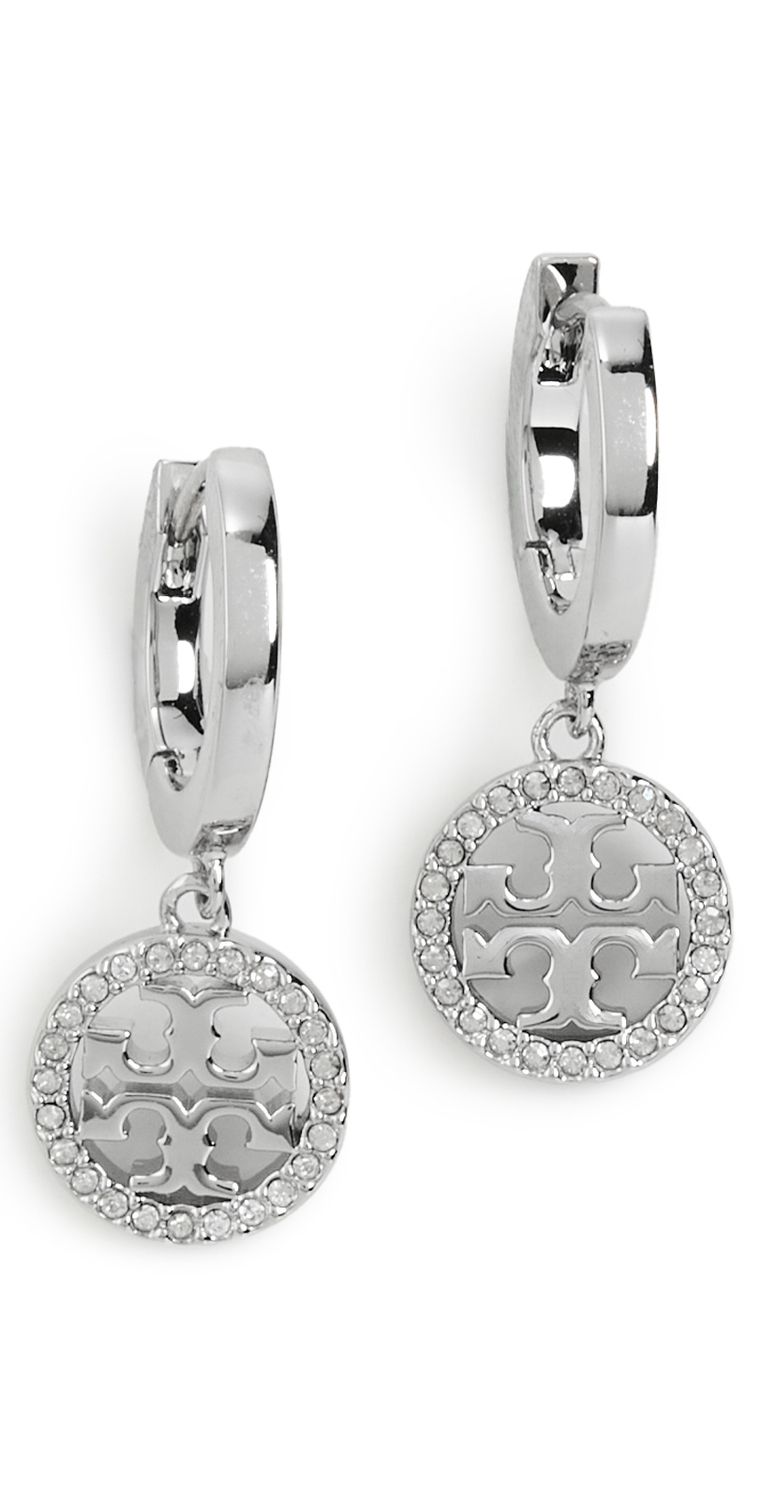 Tory Burch Icon Pavé Clip-On Hoop Earrings Tory Silver/Crystal One Size