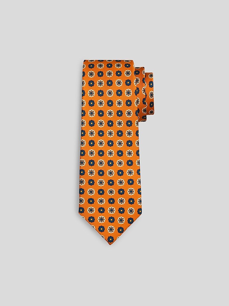 Men's Floral Medallion Silk Tie - Orange