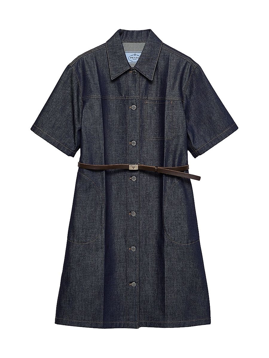 Women's Belted Denim Dress - Blue - Size 8