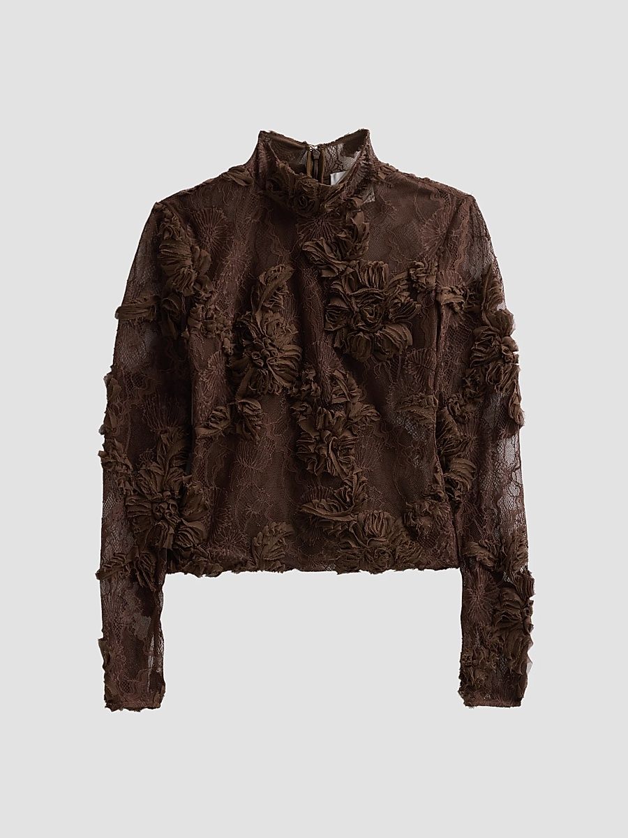 AKNVAS Women's Freja Lace Blouse - Brown - Size 10