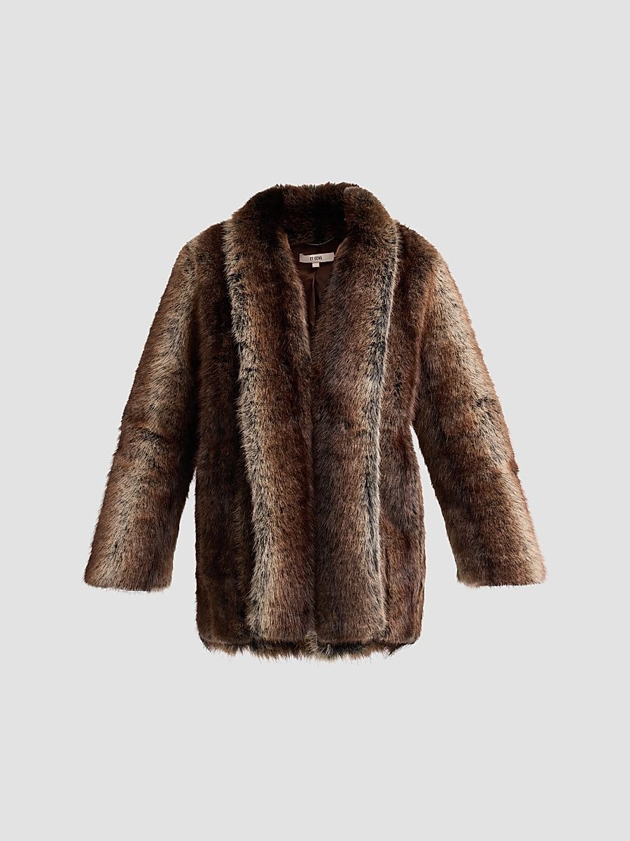 Women's Cooper Pelted Faux-Fur Coat - Mocha Multi - Size XL