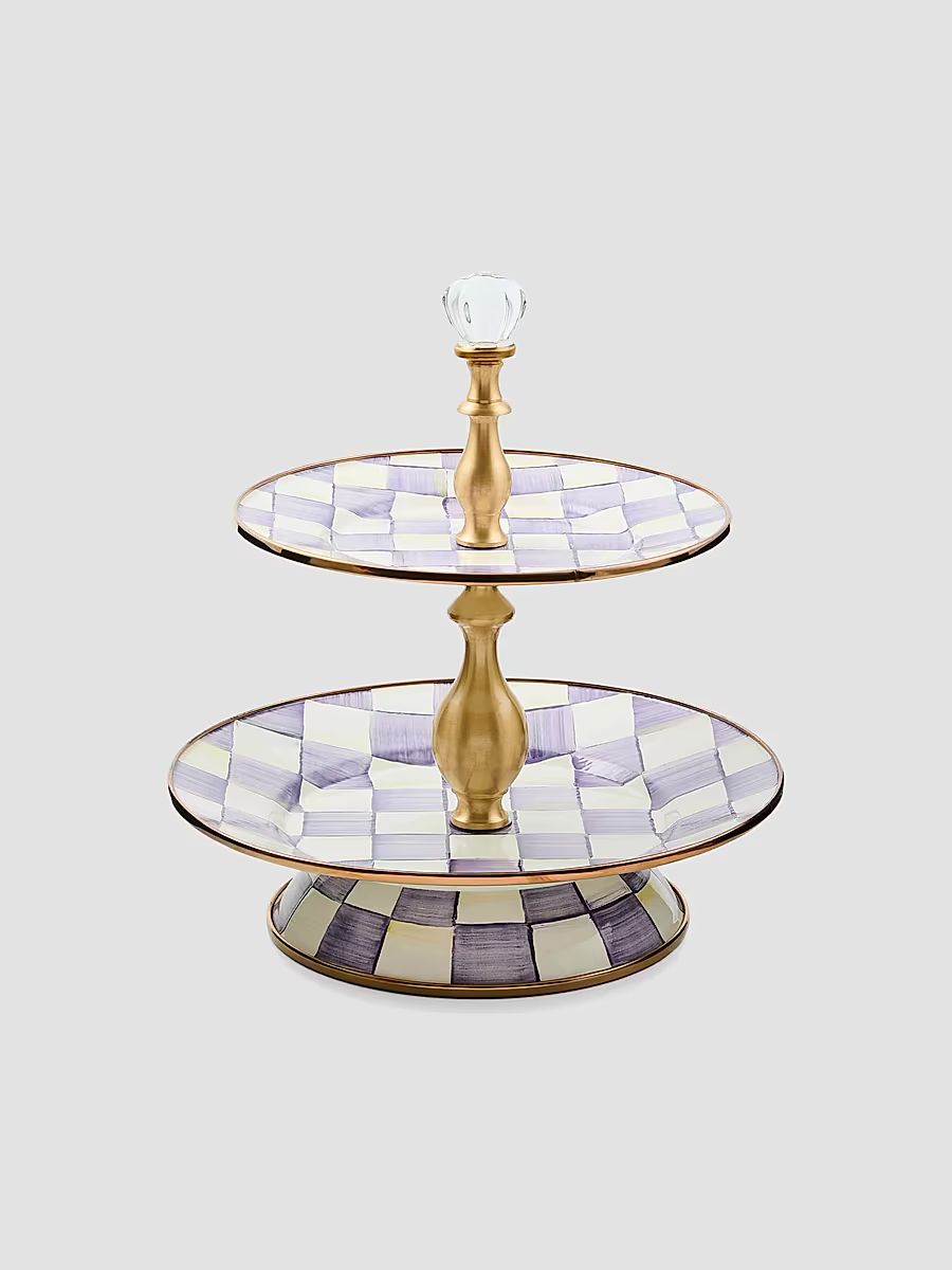 Violet Check 2-Tier Sweet Stand