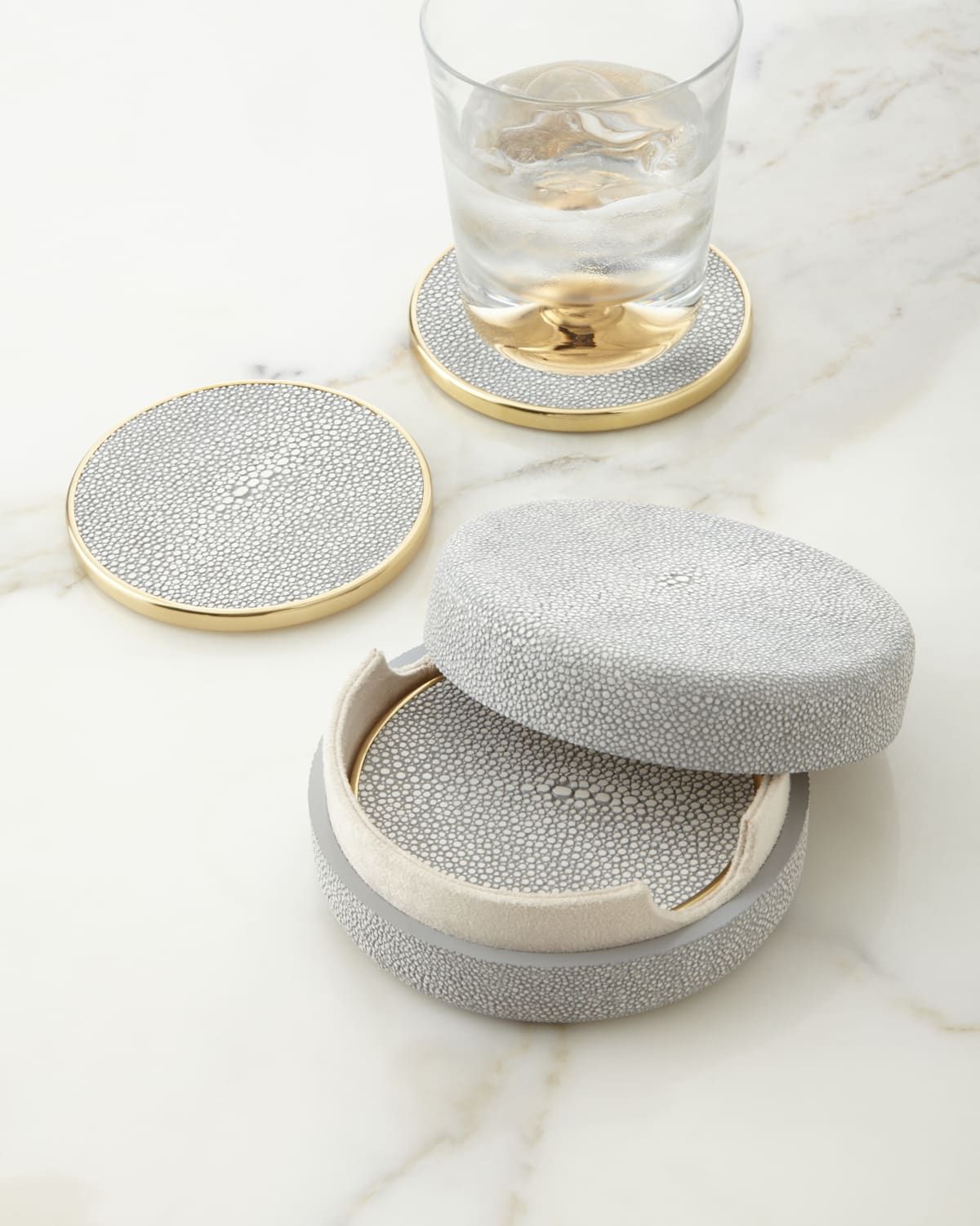 Faux-Shagreen Coaster Set
