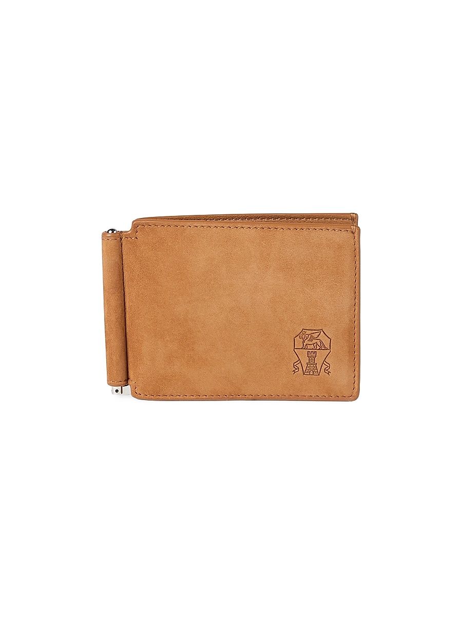 Men's Nubuck Money Clip Wallet - Cognac