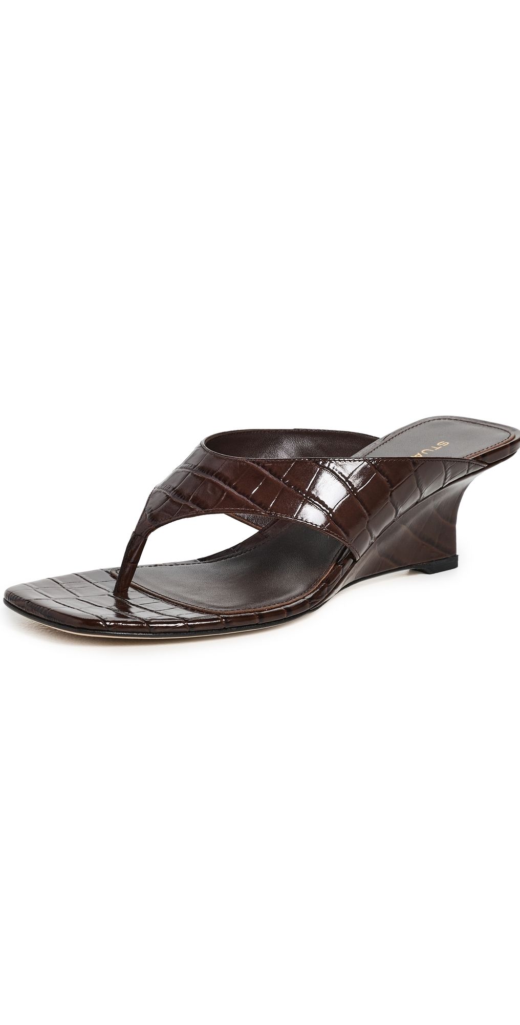 Stuart Weitzman Vinnie Wedge Thong Sandals 50mmm Walnut 8.5