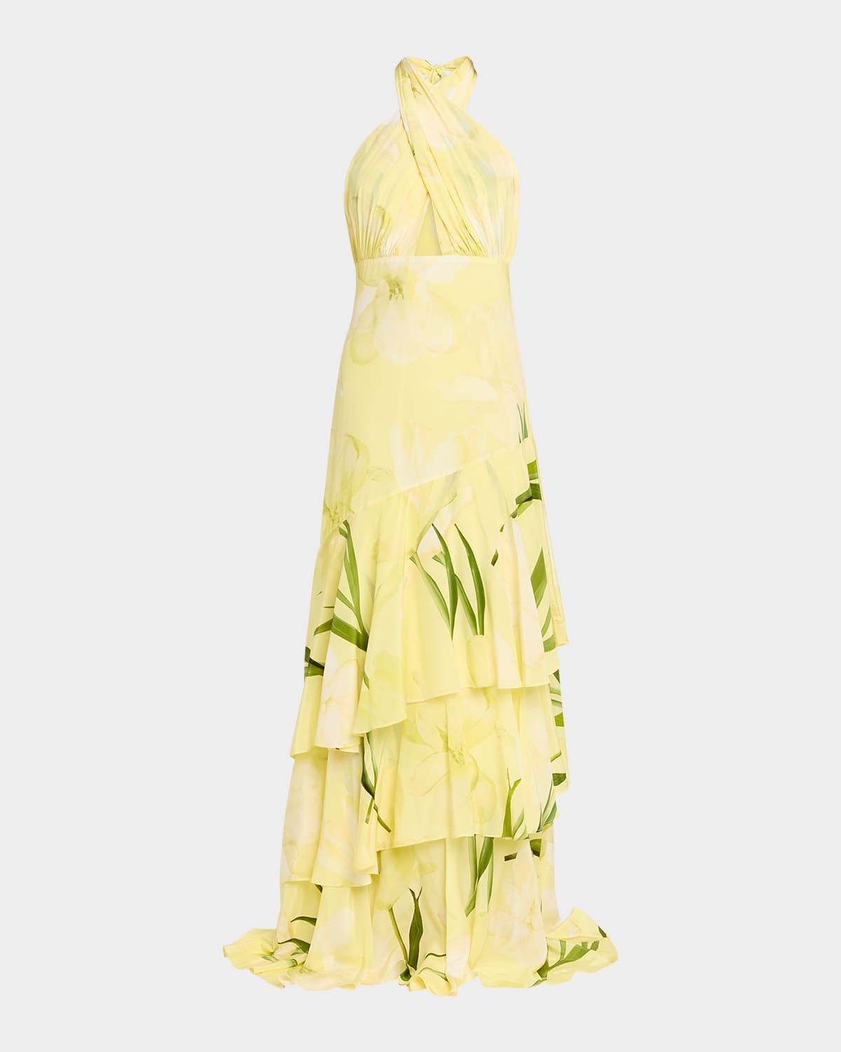 Amethyst Printed Tiered Silk Gown